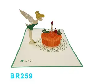 יום הולדת טינקר בל 3D צצים כרטיס Kirigami לייזר לחתוך סיטונאי מוצרים חמים בעבודת יד מתנת יום הולדת 3D ברכה כרטיס הטוב ביותר מוכר