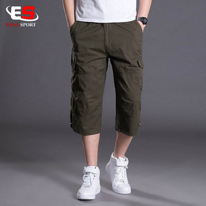 Mùa Hè Nam Nhiều Túi Khóa Kéo Quần <span class=keywords><strong>Short</strong></span> Hàng Hóa Nam 3/4 Dài Quân Đội Kaki Xanh Nam Làm Việc Ngắn - Product Image 2