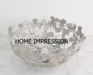 Grand bol élégant en acier inoxydable argenté Urli Qualité acier martelé Décoration de table design Bols de haute qualité - Product Image 5