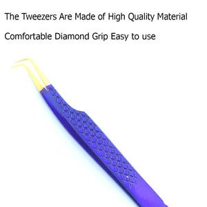 Pinzas para pestañas con agarre de Diamante Azul, las más vendidas, pinza de extensión de pestañas de Etiqueta Privada, acero inoxidable para voluminosas - Product Image 6