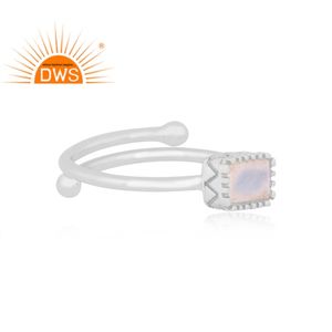 Bague empilable unisexe en argent sterling fin de qualité supérieure 2026 avec pierre de lune arc-en-ciel naturelle pour fabricant de bijoux - Product Image 3