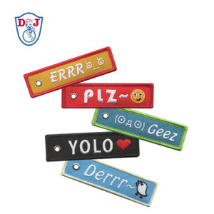 RPET 600D Oxford tela reciclada Eco bordado parches etiqueta llaveros - Product Image 6