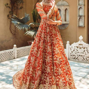 2021 belle soie lourde Lehenga Choli orné de perles de verre en cristal et de pierres longueur de plancher pour les mariages et les fêtes - Product Image 1