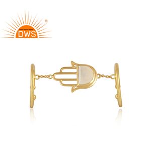 Bague à Double doigt en argent Sterling 925, pierre de lune arc-en-ciel, bijou fait main, pierre précieuse, plaqué or 14 carats - Product Image 2