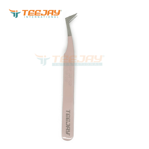 Pince à cils TEEJAY L Boot Baby Pink avec revêtement poudré, pour extensions de cils volumineuses, avec nouvelle poignée de 12 cm et pointe lisse - Product Image 6