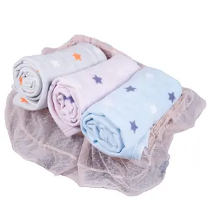 Оптовая продажа, детское одеяло, комфортное мягкое дышащее 100% хлопковое Вязаное детское одеяло со звездами по конкурентоспособной цене