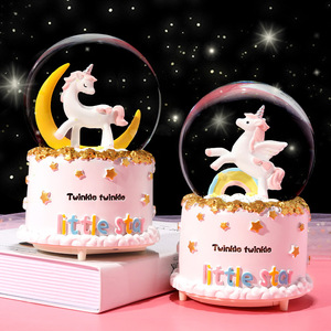 Caja <span class=keywords><strong>de</strong></span> música con forma <span class=keywords><strong>de</strong></span> unicornio y arcoíris, multicolor, globo <span class=keywords><strong>de</strong></span> <span class=keywords><strong>nieve</strong></span>, para niñas, bebés y niñas, 15 cm/12 cm - Product Image 3