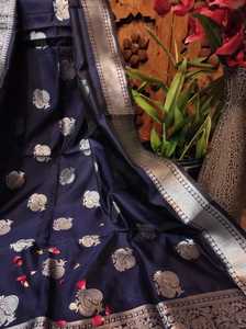 ผ้าไหมนุ่มกับงานทอผ้าZARIเงินที่สวยงามกับการทอผ้าดูมีสไตล์ส่าหรี - Product Image 5