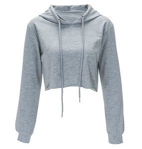 เสื้อครอปแขนยาวแบบรูดซิปสำหรับผู้หญิง,เสื้อครอปแขนยาวมีฮู้ดสำหรับใส่ไปยิมตัดแบบรูดปิด - Product Image 1