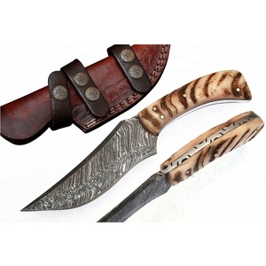 Cuchillo de hoja forjada fija de acero de Damasco hecho a mano para caza y Camping personalizado con mango de madera de olivo compatible con OEM - Product Image 1