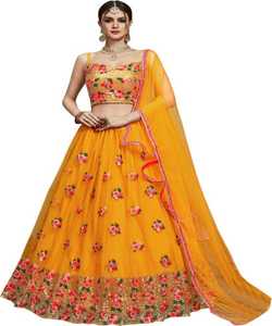 Ropa de fiesta, bordado de seda Georgette con trabajo de impresión lehenga choli con trabajo de encaje dupatta, la mejor prenda textil estampada - Product Image 4