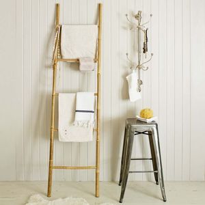 Custom Logo Bamboo Decorative <b>Ladder</b> Sustainable Home Furniture Modern Minimalist Blanket Rack For Interior Design Projects - Product Image 2