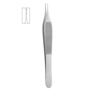 Pince à mouchoirs en acier inoxydable Adson manuelle avec plate-forme de suture 4.75 ''1x2 dents 0.9mm Instrument chirurgical certifié CE - Product Image 1