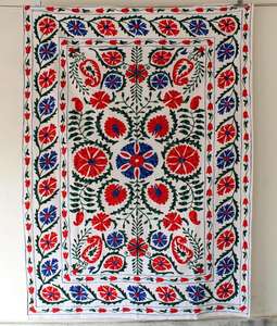 Manta Decorativa Bordada Estilo Suzani Uzbeko, Cubrecama, Tapiz, Mantel, para Cama Individual, Sofá - Product Image 2