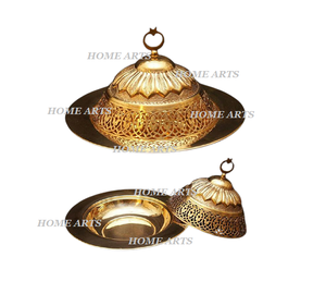 Plato de mantequilla de latón puro de forma redonda de Calidad exclusiva Plato de mantequilla de mesa de color dorado de diseño más nuevo a granel - Product Image 5