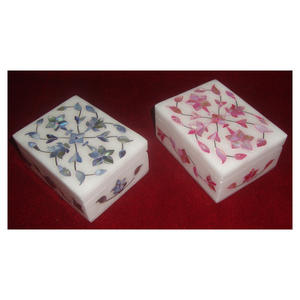 Boîte à bijoux rectangulaire, 15 pièces, belle mère de perle, incrustation - Product Image 1