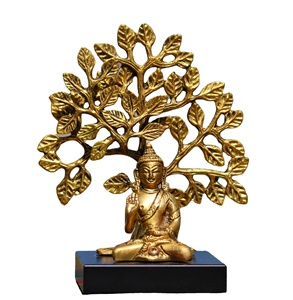 Nirmala Handicrafts brass meditating buddha sitting under <b>tree</b> gift item home <b>decore</b> buddha statue - Product Image 1