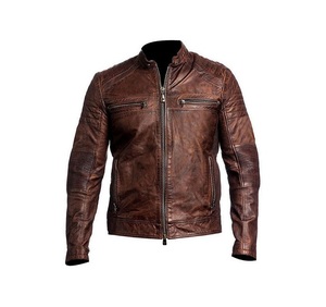 Chaqueta de cuero de oveja bronceada para hombre, Estilo Vintage, moda de motorista, informal - Product Image 3