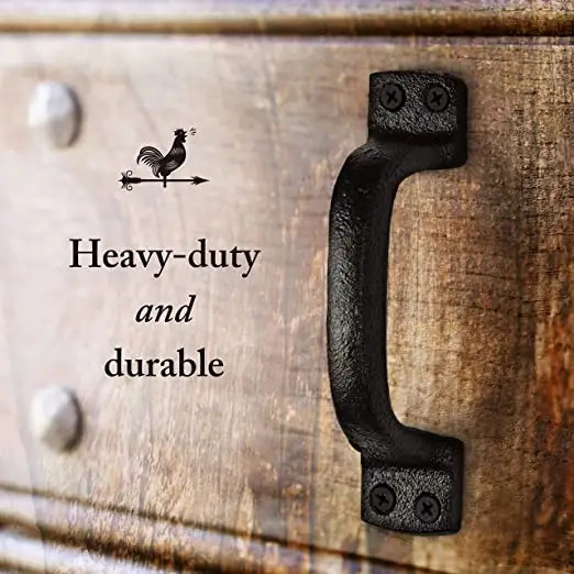 Strong Closet Sliding Door Pull Handle High Quality Simple Cast Iron Rustic Antique Style Black Cast Iron Door Handles