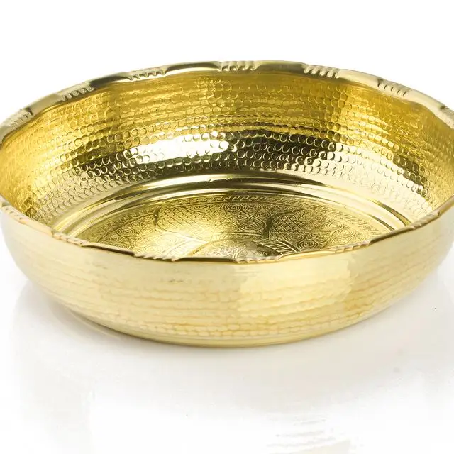 Traditional Turkish Bath Bowl Decorative Brass Hammam Bowl Gold Finish Ottoman Style Accessories Spa One-Piece Portable