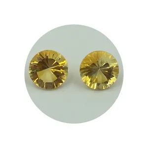 畅销高品质凹切圆形刻面黄水晶宝石以合理的价格购买，批量订购10% 折扣