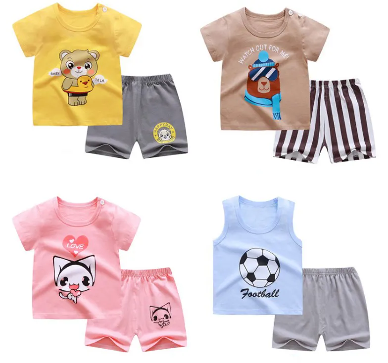 Hot Koop Zomer Kinderkleding Sets 100 Verschillende Ontwerp Baby Boy Kleding Sets 2 Stuks T-shirt Kids Kleding Set