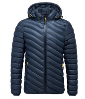 Blouson matelassé à capuche et col montant pour homme – Hiver, décontracté, respirant, coupe-vent, ajusté, fermeture éclair, polyester/nylon