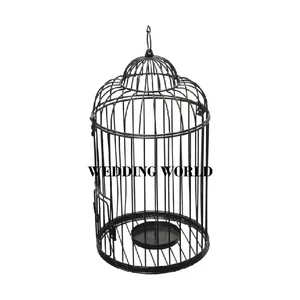 黑色粉末涂层金属鸟笼高品质手工鸟笼热卖圆形批发铁鸟笼