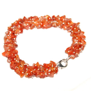 Guérison Pierres Précieuses Cornaline Rouge Puces Bracelets - Product Image 1