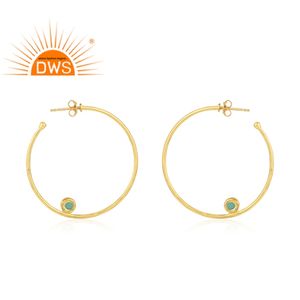 Boucles d'oreilles en pierre d'onyx verte, en argent et or plaqué, pour femmes, bijoux populaires à la mode, 925 - Product Image 3