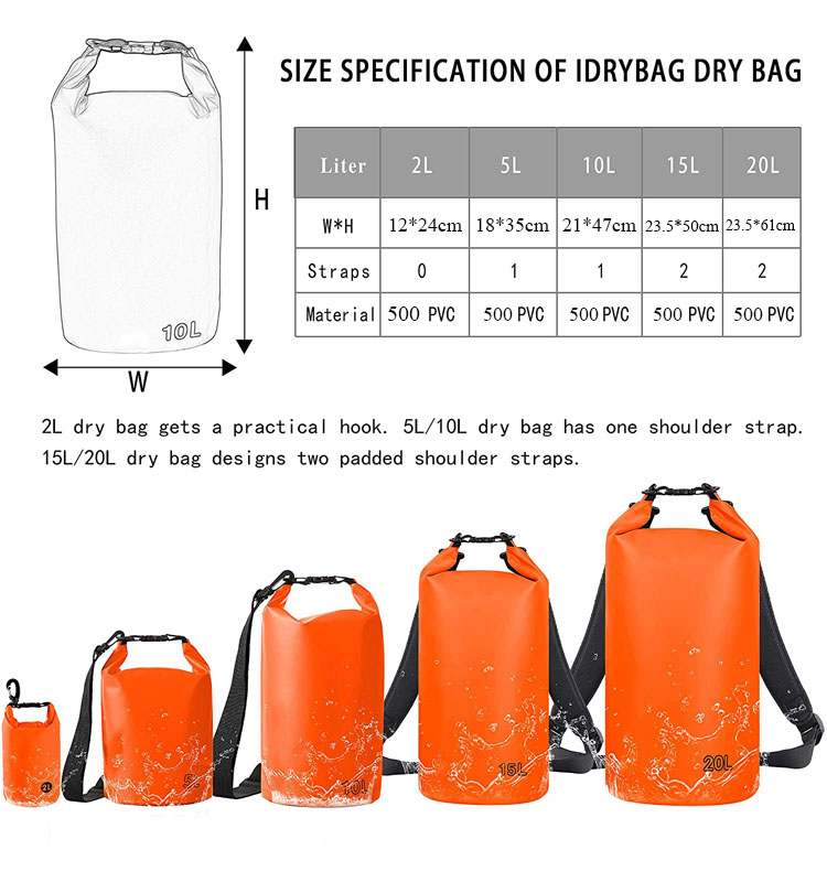 waterproof dry backpack  PVC Rafting Sports Kayaking Travel 20L Dry Bag Waterproof Backpack