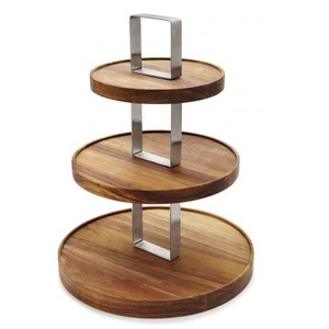 แท่นวางเค้กไม้ทรงกลม3ชั้นชั้นวางเค้กแบบชนบท - Product Image 2