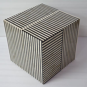 Taburete con incrustaciones de hueso, forma cuadrada, en MDF, para sala de estar o cama - Product Image 1