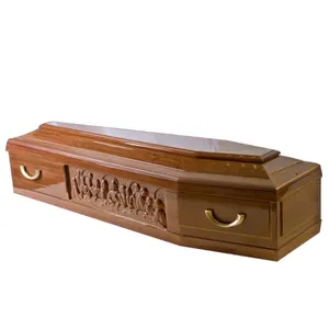 Ataúd funerario de madera barato, camas con mango de zinc a la venta