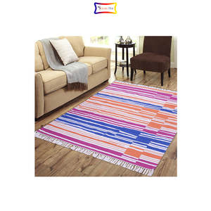 พรม100% ถักลายเรขาคณิตสไตล์โมเดิร์นพรมทอมือผ้าคอตตอนออกแบบได้ตามต้องการ - Product Image 1