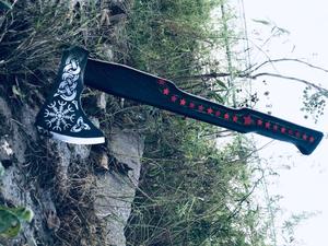 Hacha Tomahawk personalizada hecha a mano, herramienta única de supervivencia forestal para acampar al aire libre, cabeza de hacha de acero Industrial, mango de madera vikingo DIY - Product Image 3