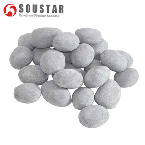 Pierres rondes grises en céramique pour cheminée, 4 pièces - Product Image 1