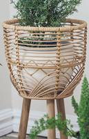 Pot Tanaman Dalam Ruangan Rotan Buatan Tangan, Pot Tanaman Berdiri dengan Dudukan Tanaman Bohemian Rotan Pot Bunga Besar Desain