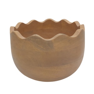 Cuenco redondo de madera con Mango de Serveware, tazón de ensalada de estilo moderno, color azul Meena Natural, hecho a mano - Product Image 4