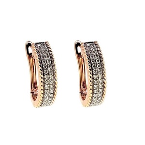 Boucles d'oreilles brillantes et glamour en or rose massif 18 carats avec diamants de haute qualité Boucles d'oreilles rondes pour le grand jour de la mariée - Product Image 3