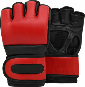 ถุงมือชกมวยแฟชั่นสำหรับผู้ใหญ่หนัง PU สีดำแดงขนาด6ออนซ์12ออนซ์ปรับแต่งโลโก้ OEM สำหรับศิลปะการต่อสู้ MMA - Product Image 2
