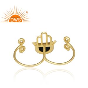 สีดำนิลพลอยแหวนสนับมือสำหรับผู้หญิงเครื่องประดับผู้ผลิต925เงิน Hamas มือนิ้วคู่เครื่องประดับผู้ค้าส่ง - Product Image 4