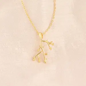 Personalized customized tree branch art pendant necklace handmade gold plated fine pendant for womens pendant necklace