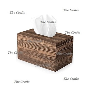 Porte-papier de soie en deux tailles et formes différentes Boîte à serviettes en bois de couleur marron faite à la main pour la vente en gros - Product Image 5
