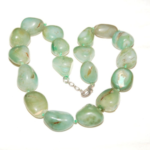 Wholesaler of Light Green Onyx Tumbled Necklace : Light Green Onyx Tumbled Necklace for Sale - Product Image 1