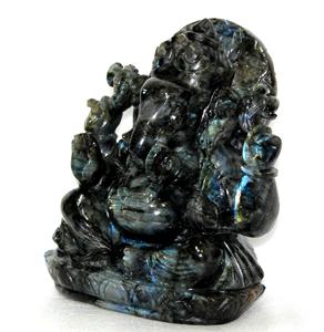 งานประติมากรรมพระพิฆเนศคุณภาพสูง ทำด้วยมือจากหินลาบราโดไรต์แกะสลัก  มีขนาดให้เลือกตามสั่ง - Product Image 3