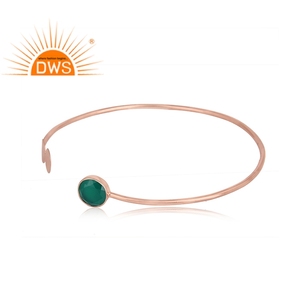 Brazalete de Plata con Baño de Oro Rosa y Piedra Preciosa de Ónix Verde, Joyería de Diseño, Proveedor de Joyería - Product Image 2
