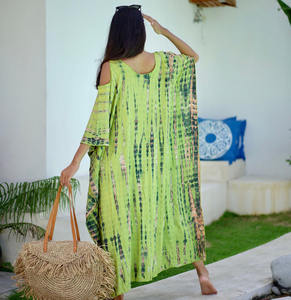 เสื้อผู้หญิง,สำหรับฤดูร้อนสีแดงร้อนผ้าเรยอนมัดย้อมเสื้อ Kaftan - Product Image 2