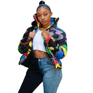 Autumn Women's Blouson <b>Jacket</b> Hooded <b>Waterproof</b> Breathable Eco-Friendly Windproof Quilted Zipper Closure Short Crop Detachable - Product Image 1