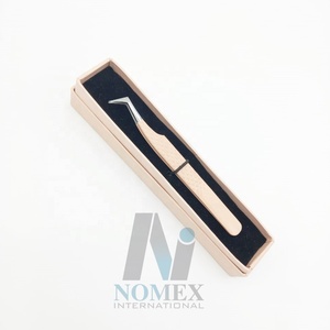 Volume russe pince à cils Nude poudre enduite de diamant poignée en acier inoxydable Durable précision antistatique extrêmement forte - Product Image 6